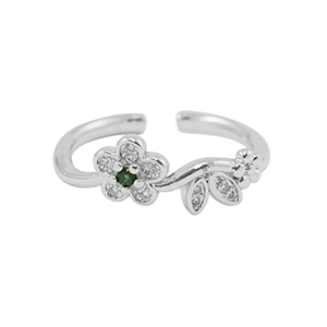 Brass TQ Metall Ring Zirkonia Silver-crystal black