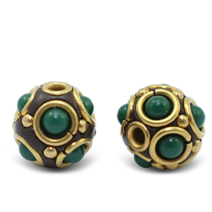 Bohemian-Perlen Green-antique gold