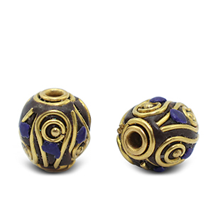 Bohemian-Perlen Dark royal blue-antique gold