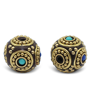 Bohemian-Perlen Turquoise-dark royal blue antique gold