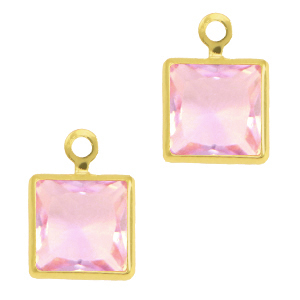 Anh&auml;nger Kristallglas Square Pink-gold