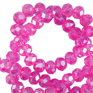 Top Glas Facett Perlen 6x4mm rondellen Fuchsia-pearl shine coating
