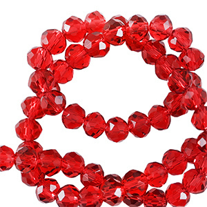 Top Glas Facett Perlen 6x4mm rondellen Candy red
