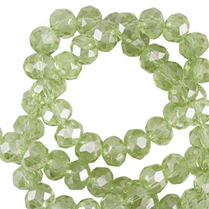 Top Glas Facett Perlen 4x3mm rondellen Malachy green-pearl shine coating