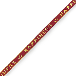 Schmuckband mit Text "happiness" Bordeaux red-gold