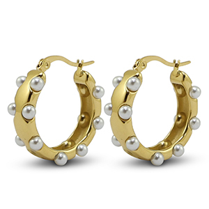 Ohrringe aus Stainless Steel - Rostfreiem Stahl Imitationsperlen Gold