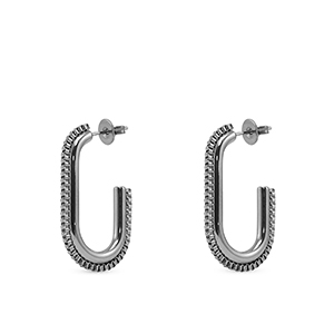 Ohrringe / Ohrstecker aus Stainless Steel - Rostfreiem Stahl Oval Silver