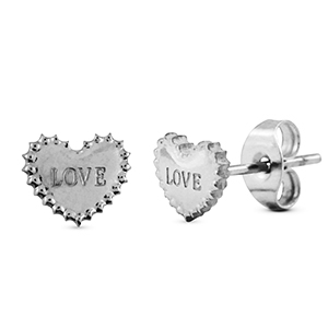 Ohrringe / Ohrstecker aus Stainless Steel - Rostfreiem Stahl Herz Silver