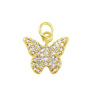 Brass TQ Metall Anh&auml;nger Zirkonia Schmetterling Gold