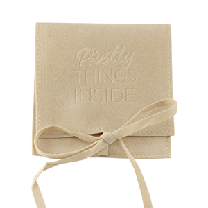 Schmuckbeutel "Pretty things inside" Latte beige
