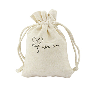 Schmuckbeutel Leinen "with love" Off white