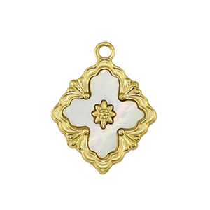 Stainless Steel - Rostfrei Stahl Anh&auml;nger Blume Gold