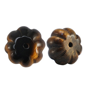 Naturstein Perlen Tigerauge Blume Golden brown
