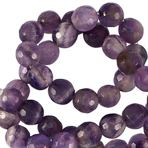 Naturstein Perlen Quarz 6mm Facett geschliffen Gentle violet purple