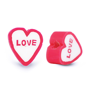 Polymer Perlen ''Love'' Red-White