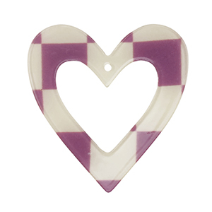 Resin Anh&auml;nger Herz Purple-beige