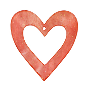 Resin Anh&auml;nger Herz Coral red