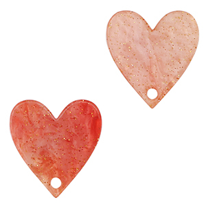 Resin Anh&auml;nger Herz Coral red