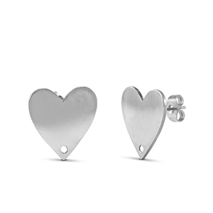 Ohrringe aus Stainless Steel - Rostfreiem Stahl Herz Silver