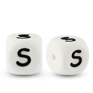 Buchstabenperlen aus Silikon S White-black