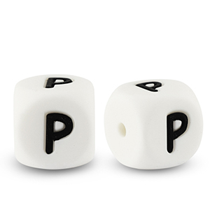 Buchstabenperlen aus Silikon P White-black
