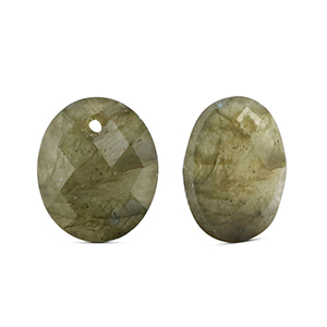 Naturstein Anh&auml;nger Glas Oval Light gray