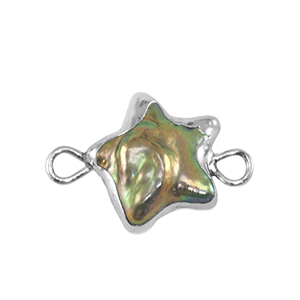S&uuml;sswasserperlen Zwischenst&uuml;ck Stern Silver-ocean green