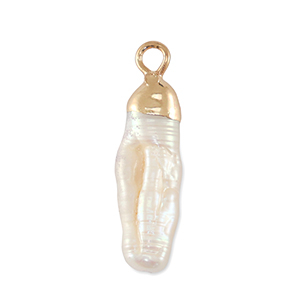 BQ S&uuml;sswasserperlen Anh&auml;nger Tooth Gold-Natural white