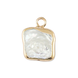BQ S&uuml;sswasserperlen Anh&auml;nger Square Gold-Natural white