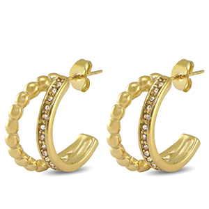 Ohrringe / Ohrstecker aus Stainless Steel - Rostfreiem Stahl Zirkonia Gold