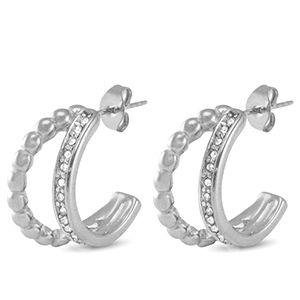 Ohrringe / Ohrstecker aus Stainless Steel - Rostfreiem Stahl Zirkonia Silver
