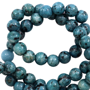 Naturstein Perlen Granit 8mm Petrol blue