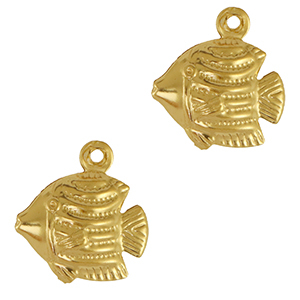Stainless Steel - Rostfrei Stahl Anh&auml;nger Fisch Gold