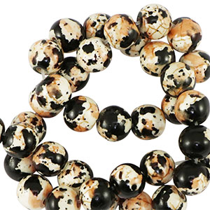 Perlen Keramik 6mm Black-creme