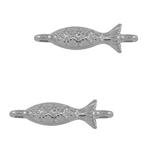 Metall Anh&auml;nger DQ Verbinder Fisch Antik silber (Nickelfrei)