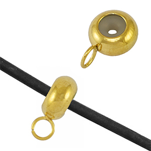 Stainless Steel - Rostfrei Stahl Schmuckzubeh&ouml;r Smart-Stopperperlen mit &Ouml;se Gold