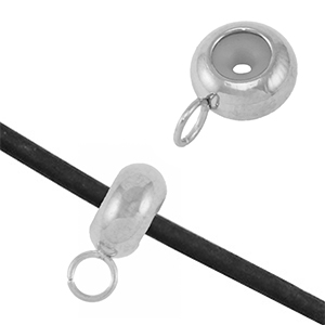 Stainless Steel - Rostfrei Stahl Schmuckzubeh&ouml;r Smart-Stopperperlen mit &Ouml;se Silver