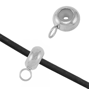 Stainless Steel - Rostfrei Stahl Schmuckzubeh&ouml;r Smart-Stopperperlen mit &Ouml;se Silver