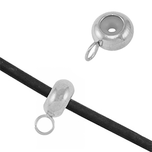 Stainless Steel - Rostfrei Stahl Schmuckzubeh&ouml;r Smart-Stopperperlen mit &Ouml;se  Silver