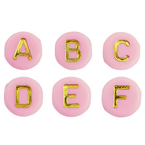 Buchstaben Perlen aus Acryl Mix Light pink-gold