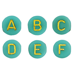 Buchstaben Perlen aus Acryl Mix Emerald green-gold