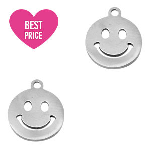 Stainless Steel - Rostfrei Stahl Anh&auml;nger Smiley Silber