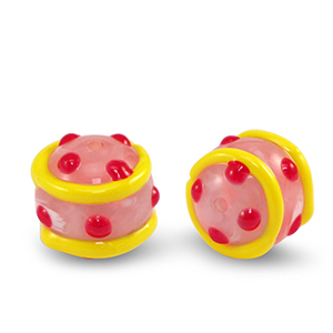 Acryl perlen Punkte Pink red-yellow
