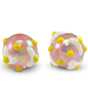 Acryl perlen Punkte Light pink-yellow