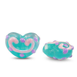 Acryl perlen Herz Green-purple