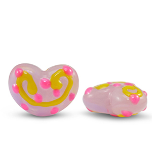 Acryl perlen Herz Pink-yellow