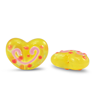 Acryl perlen Herz Yellow-pink