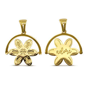 Stainless Steel - Rostfrei Stahl Anh&auml;nger Drehen Blume Gold