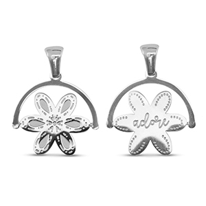 Stainless Steel - Rostfrei Stahl Anh&auml;nger Drehen Blume Silver