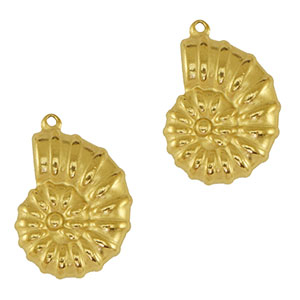 Stainless Steel - Rostfrei Stahl Anh&auml;nger Muschel Gold